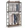 Tribesigns Double Rod Closet Organizer, Free Standing 3 Tiers Shelves Clothes Garment Racks, Large Heavy Duty Clothing Storage Shelving Unit for Bedroom Laundry Room, Vingate Walnut Finsh & Metal Fram