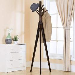 COAT RACK Feifei Floor Standing Tree Clothes Hat Stand Hanger Rotatable Solid Wood 3 Feet 7 Hooks, 4646178CM (Color : Black)