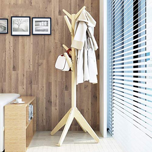 G-Cloth Coat Rack Floor Standing Hat And Coat Rack Clothes Hat Tree Stand Hanger Solid Wood Bedroom Creative Home Single Pole free standing or wall mounted (Color : D)