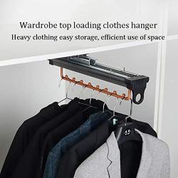 GWXYMJ Coat Rack Wardrobe Pull Out Clothes Hanger, Dust-Proof Lengthen Damping Mute Rail Clothes Pole Telescopic Closet Hanging Rod, Load: 70kg (Color : Coffee Color)