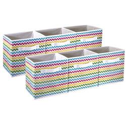 Sorbus Foldable Storage Cube Basket Bin - Great for Nursery, Playroom, Closet, Home Organization (Chevron Multi-Color, 6 Pack)