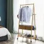 SONGMICS Clothes Rack on Wheels, Rolling Garment Rack with 2-Tier Storage Shelves, Hall Tree with 4 Coat Hooks for Shoes, Clothing, Bamboo URCR52N SONGMICS Clothes Rack on Wheels, Rolling Garment Rack with 2-Tier Storage Shelves, Hall Tree with 4 Coat Hooks for Shoes, Clothing, Bamboo URCR52N