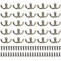 WODE Shop 25 Pieces Double Prong Robe Hook Rustic Hooks, Wall Mounted Hook Coat Hooks Retro Cloth Hanger with 50 Pieces Screws (Bronze Color)