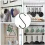 ESFUN 30 Pack Black S Shaped Hooks for Rack Hanging Pots and Pans, Plants, Coffee Cups, Clothes, Coats, Bags, Towels Purse, Jeans, Jewelry in Kitchen,Bedroom, Bathroom/3.5 inch Length