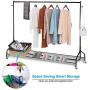 Ejoyous Rolling Garment Rack, Heavy Duty Movable Clothing Hanging Rack Commercial Grade Clothes Rail Display Stand Storage Organizer on Wheel with Bottom Shelf