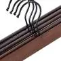 LYUS Wooden Clothes Skirt Hangers with Adjustable Clips (Pack of 10) Non-Slip Trouser Hanger Walnut Wood Pants Hangers, 360 Degree Swivel Hook for Skirts, Jeans, Slacks, Pants, 13 inch