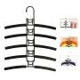 SUPOW Clothes Hangers, 5 in 1 Multi-Layer Nop-Slip Wardrobe Clothes Rack Metal Space Saver Clothes Storage Clothes Rack for Jacket, Coat, Sweater,Trousers, Shirt, T-Shirt, Ect.(Kids Size) (Black)