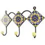 Indianshelf Handmade 1 Artistic Vintage Blue Ceramic Wheel Flower Key Hooks Tile Hanger/Wall Hooks Decorative Indianshelf Handmade 1 Artistic Vintage Blue Ceramic Wheel Flower Key Hooks Tile Hanger/Wall Hooks Decorative
