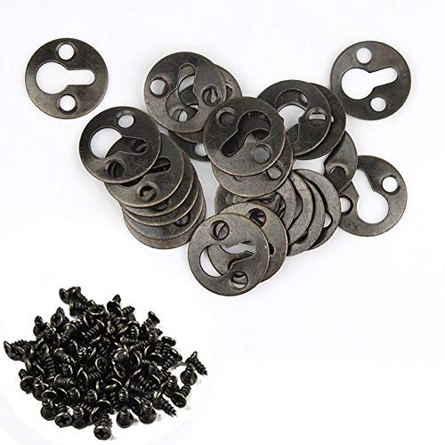 Luckycivia 60Pcs Metal Round Type Keyhole Shelf Brackets Hangers, Picture Frame Hanging with Screws (Bronze Tone) Luckycivia 60Pcs Metal Round Type Keyhole Shelf Brackets Hangers, Picture Frame Hanging with Screws (Bronze Tone)