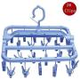 Plastic Foldable Portable Underwear Hanging Dryer Clothes Drying Hanger Rack with 26 Clips,Blue