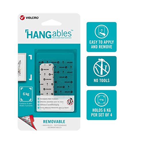 VELCRO Brand VEL-30127-WEU HANGables Wall Fasteners Removable Picture Hanger, 8 Sets, Corners, 8 Piece