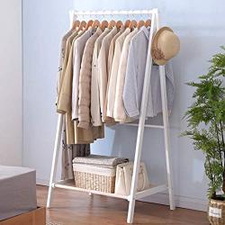 TongN Coat Racks Solid Wood Floor-Standing Hanger Bedroom Triangle Folding Clothes Shelf 76 56 151cm (Color : White)