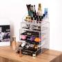 Makeup Organizer Acrylic Cosmetic with 6 Storage Drawers and Jewelry Display Boxes One-pieces