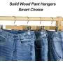 Wooden Pants Hangers with Clips 12 Pack, Wood Skirt Hangers with Adjustable Anti-Rust Clips (8.5inches-13.7inches), Non Slip Pants Clip Hangers for Skirts Trousers Slacks Jeans