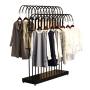 WZP Clothing Display Stand Double Row of Island Clothing Rack,Clothing Store Hook Display Stand,Display Stand Floor Wrought Iron Hanger Rack Floor-Standing/Black / 150CM