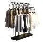 WZP Clothing Display Stand Double Row of Island Clothing Rack,Clothing Store Hook Display Stand,Display Stand Floor Wrought Iron Hanger Rack Floor-Standing/Black / 150CM WZP Clothing Display Stand Double Row of Island Clothing Rack,Clothing Store Hook Display Stand,Display Stand Floor Wrought Iron Hanger Rack Floor-Standing/Black / 150CM