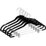 ZOYER Velvet Skirt Hangers (20 Pack) with Clips - Velvet Clothes Hangers Non-Slip Pant Hangers - Black