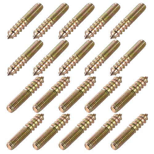 uxcell 20Pcs M6x35mm Hanger Bolt Double Headed Bolt Self-Tapping Screw for Furniture