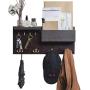 JackCubeDesign Entryway Coat Rack Wall Mount Key Holder Mail Envelope Hook Organizer Clothes Hat Hanger with Leather Shelf and Tray(Solid Wood, 20.5 x 9.1 x 3.4 inches) ? :MK362A