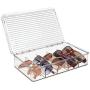 mDesign Plastic Rectangular Stackable Eye Glass Storage Organizer Holder Boxes for Sunglasses, Reading Glasses, Fashion Eye Wear, Accessories - 5 Sections, Hinged Lid - 2 Pack - Clear