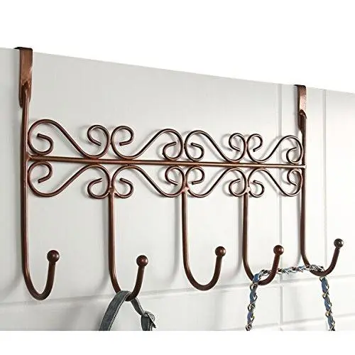 PerriRock 5 Hanger Rack - Decorative Metal Door Hooks Hanger Holder for Home Office Kitchen Use Coat Hook Rack (Brown)