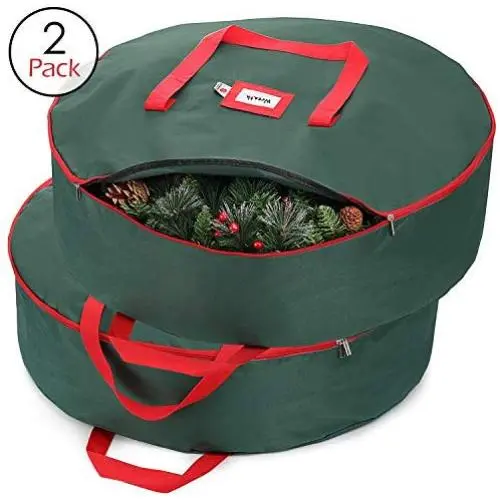 StorageMaid Wreath Storage Container Bag - 30-Inch 2 Pack Wreath Storage Boxes for Artificial Wreaths - Christmas Decoration Storage Made from Waterproof, Tearproof Material with Handles & Zipper StorageMaid Wreath Storage Container Bag - 30-Inch 2 Pack Wreath Storage Boxes for Artificial Wreaths - Christmas Decoration Storage Made from Waterproof, Tearproof Material with Handles & Zipper