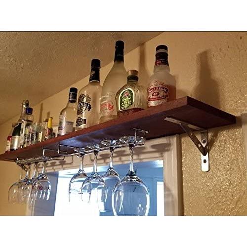 YUMORE Shelf Bracket 10'', Heavy Duty Stainless Steel Solid Shelf Support Corner Brace Joint Right Angle Bracket, The Bar with Hole to Hang Clothes Hooks or S Hook, 1 L Bracket with 2 S Hook,2 Pack