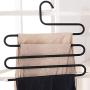 HJYPYJ Magic Hanger,Household Layered Storage Folding Hanger,Non-Slip Iron Trouser Hangers,Applicable Pants,Scarves,Ties Vertical Storage/Black / 5 pcs