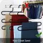devesanter Pants Hanger Multi-Layer S-Style Jeans Trouser Hanger Closet Stainless Steel Rack Space Saver for Tie Scarf Jeans Clothes（4 Pack ）