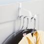 InterDesign Over Door Valet Hook for Clothes Hangers, Storage for Coats, Hats, Robes, Clothes or Towels - Single Hook, White, Pack of 3