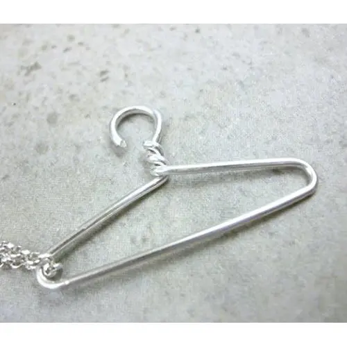 Sterling Silver Hanger Necklace- Wire Hanger Pendant