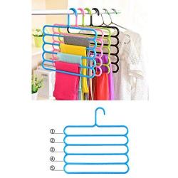 Baiyu Multi-Purpose Clothes Hanger Plastic 5 Layers Pants Trousers Hanger Holder Clothes Rack Drying Holder Necktie Belt Tie Scarf Towels Non-Slip Hanger Storage Organizer 33.5cm*34cm