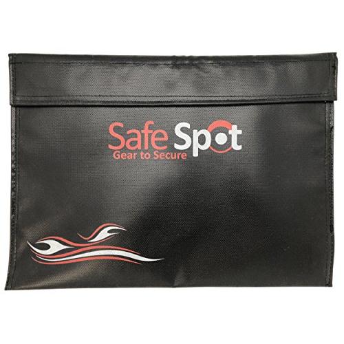 SafeSpot Fireproof Document Bag with Lock (15” x 11”) Diversion Hanger Hidden Safe with Waterproof Fire Resistant Locking Zippered Document Storage -  Travel Safe for Money Passport Jewelry