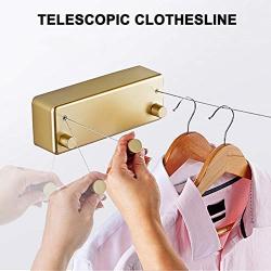 Retractable Clothesline for Indoor Outdoor, 2 Rope Stainless Steel Clothes Rope Invisible Clothesline Laundry Hangers Wall Drying Rack