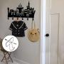 Clothing Hooks Hanging Racks, Entryway Crossbody Bag Hanger, Dog Leash and Key Holder, Wall-Mounted Coat Hook Rack with 5 Dual Metal Hooks for Hallway, Amusement Park