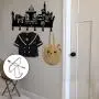 Clothing Hooks Hanging Racks, Entryway Crossbody Bag Hanger, Dog Leash and Key Holder, Wall-Mounted Coat Hook Rack with 5 Dual Metal Hooks for Hallway, Amusement Park