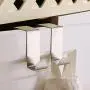 Mziart Pack of 4 Stainless Steel Reversible Over Door Cabinet Drawer Hooks Office Kitchen Towel Coat Hooks Rack, Silver