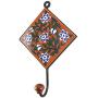 Indianshelf Handmade 1 Artistic Vintage Brown Ceramic Floral Wall Hooks Holders/Wall Rail Hooks