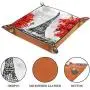 Oil Painting Paris Eiffel Tower and Red Maple Trees Leather Tray Dice Boxes Bedside Tray Key Watches and Candy Holder Sundries Entryway Tray,20.5x20.5cm