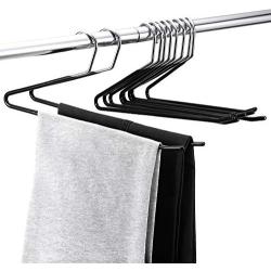 Pant Hangers 10 Packs, Royalhanger Metal Open Ended Hangers Skirt Hanger Strong Durable Space Saving Jeans Trouser Hangers with Non Slip Rubber Coating