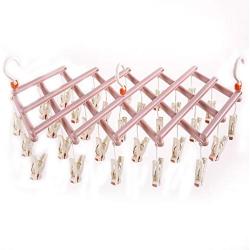 Grey990 Multifunction Folding 29 Clips Hanger Cloth Underwear Socks Drying Rack Home Accessories Pink