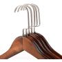 High-grade Solid Gugertree Wooden Wide Shoulder Coat Hanger, Retro Wood Clothes Hangers, Natural Finish & Pearl Nickel Polished Hook, 5-pack (32 x 1.2cm)