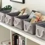 TheWarmHome Foldable Storage Basket with Strong Cotton Rope Handle, Collapsible Storage Bins Set Works As Baby Storage, Toy Storage, Nursery Baskets (Grey, 6Pack-11.8L7.9W5.2H) TheWarmHome Foldable Storage Basket with Strong Cotton Rope Handle, Collapsible Storage Bins Set Works As Baby Storage, Toy Storage, Nursery Baskets (Grey, 6Pack-11.8L7.9W5.2H)
