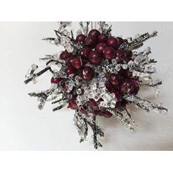 Party ball/One of a kind hanging decorative ball / 5 inches in diameter/Synthetic purple berries with clear shiny silver ice spikes/Unique Valentines decoration/Hanger/Handmade party decor