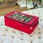 [Red Christmas Ornament Storage Boxes With Dividers] - (Holds 48 Ornaments up to 3 Inches in Diameter) | Acid-Free Removable Trays with Separators | Clear Window to Easily See Storage Bags Contents