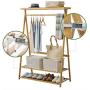 KXBYMX Bamboo Coat Rack Clothing Rack Clothes Hanger 2 Layer Shoes Rack Shelf Laundry Storage Rack -Multifunctional Coat Rack (Size : 160cm)