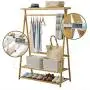 KXBYMX Bamboo Coat Rack Clothing Rack Clothes Hanger 2 Layer Shoes Rack Shelf Laundry Storage Rack -Multifunctional Coat Rack (Size : 160cm)