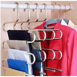 5pcs 5 Layers S Shape Multifunctional Clothes Hangers Pants Storage Hangers Cloth Rack Multilayer Storage Cloth Hanger Decoration