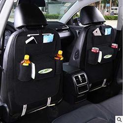 Urijk 1Pc Car Back Seat Storage Organizer Trash Net Holder Multi-Pockets Travel Storage Bag Hanger for Auto Storage Pouch Black