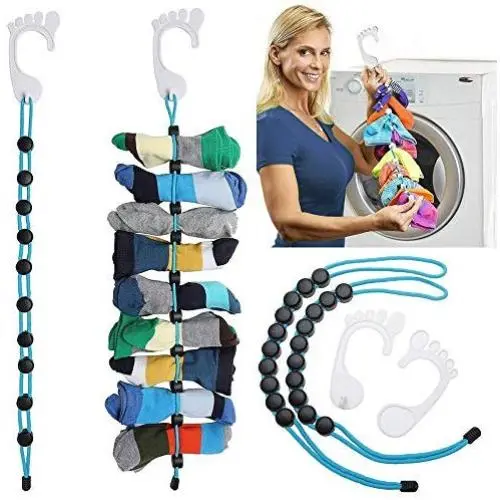 EDS 3PCs Adjustable Socks Storage Organizer Non-Slip Hanging Rope Hook Clips Sock Cleaning Aid Tool Socks Drying Hanger Clothesline Random Color Sent EDS 3PCs Adjustable Socks Storage Organizer Non-Slip Hanging Rope Hook Clips Sock Cleaning Aid Tool Socks Drying Hanger Clothesline Random Color Sent